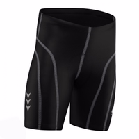 Men Cycling shorts Grey Red Front view of stylish gray cycling shorts made from 100% elastane. Featuring leather padding for comfort, these lightweight biker shorts offer an elegant design and premium quality. Available online, ideal for fans of high-quality German wear.