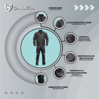 Heben Sie Ihren Stil mit der beeindruckenden Cordura-Motorradjacke hervor. Mit mehreren Protektoren, herausnehmbarem Innenfutter und reflektierenden Streifen für bessere Sichtbarkeit. Auf Lager. Kostenlose Lieferung am nächsten Werktag.