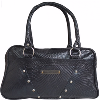 German Wear Women's Leather Blue Handbag Front view of German Wear women's leather blue handbag crafted from genuine cowhide leather, featuring elegant scale-pattern detailing, dual handles, and secure zipper closure, perfect for everyday use, buy now.