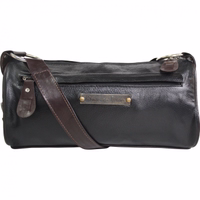German Wear Women’s Leather Brown/Black Handbag Front view of German Wear women’s leather brown/black handbag crafted from premium cowhide featuring a spacious main compartment and secure zipper closure perfect for everyday use buy online