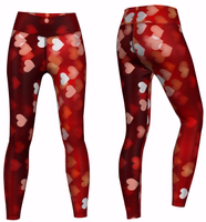 Ladies Sport leggings Premium Red Heart Sports Leggings for Women - Breathable, Comfortable Yoga & Gym Leggings, Ideal for Leisure and Fashion-Forward Activewear, Available for Online Purchase