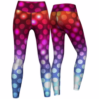 Front and back view of Women’s Sparkles Sport Leggings in multicolored breathable fabric with UV protection designed for training yoga and fitness offering comfort and vibrant style buy now leggings