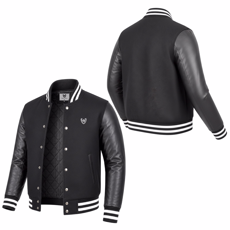 College blouson wool varsity leather jacket Front& rear view College Blouson Wool Leather definitive Jacket. Crafted from premium materials, it offers a timeless look with a modern twist. Perfect for all occasions. Get free delivery worldwide