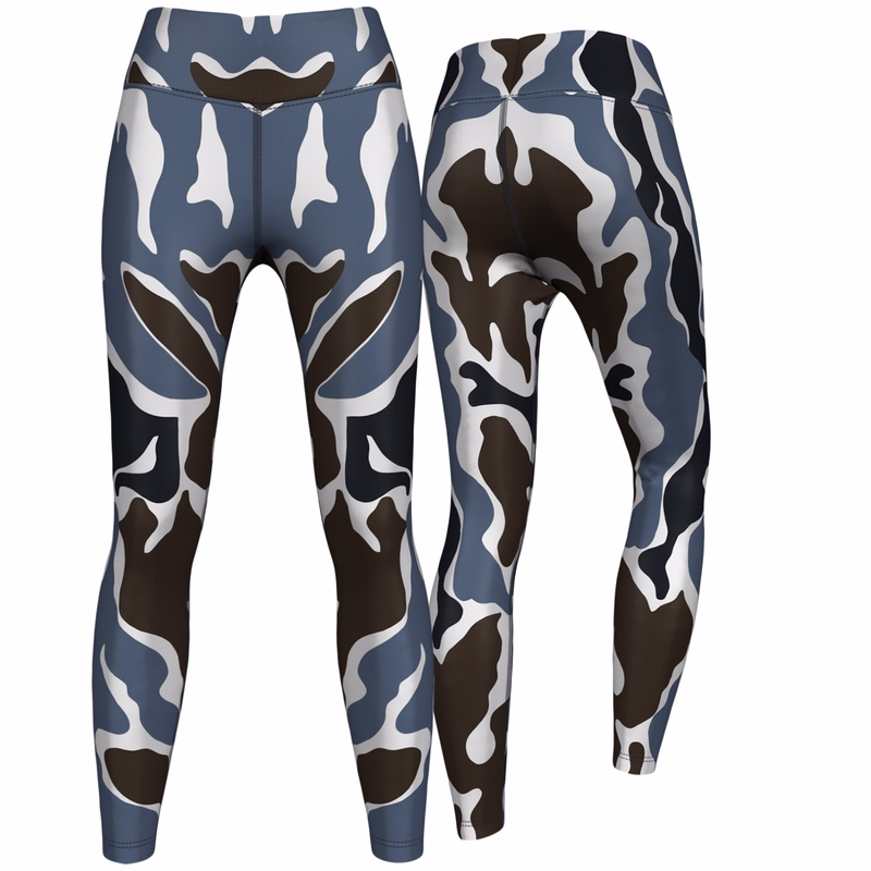 Women’s Camouflage Sport Leggings Front and back view of Women’s Camouflage Sport Leggings in stretchy polyester elastane blend offering UV protection and all day comfort for sports yoga or leisure wear buy German Wear leggings online