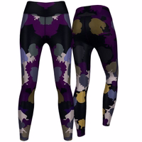 Front and back view of high stretch women’s camo leggings designed for yoga, gymnastics, and training. Durable breathable fabric supports natural movement. Buy now to enhance your activewear collection.
