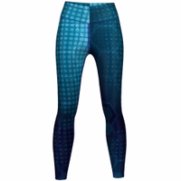 Women’s Blue Galaxy Sport Leggings Front view of women’s Blue Galaxy Sport Leggings showcasing a comfortable stretch fit with sweat-wicking and UV protection ideal for workouts and gym sessions. Shop these premium leggings online now.