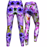 Damen-Leggings mit Aquarell-Blumenmuster – stylischer Mohn-Print für Yoga & Gymnastik, mit UV-Schutz, weicher und bequemer Passform. Perfekt für modische Trainingseinheiten.
