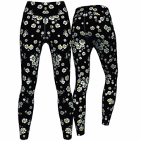 Premium-Damen-Leggings mit Daisy-Blumenmuster – weiche, bequeme Sport-, Yoga- und Trainingsleggings aus hochwertigem Polyester-Elasthan-Mix, ideal für Mode- und Fitnessliebhaberinnen.