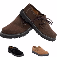 These dark brown Bavarian shoes are made from 100% suede with lace fastening and a block heel. Featuring a short shaft and soft leather lining, they offer comfort and durability with a rubber sole, perfect for authentic German wear.