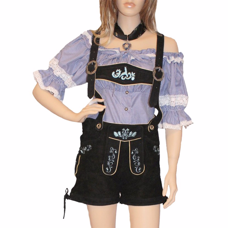 Damen Kurze trachtenlederhose damenlederhose Turquoise Ziegenleder kurzhose Wildbockleder