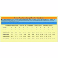 Men's motorcycle coffee rider jacket all sizes chart table