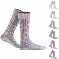 Front view of authentic German Trachten socks featuring classic cable knit design and rustic texture. Made with soft cotton blend for lasting comfort. Perfect for Oktoberfest, traditional wear, or adding heritage charm to casual outfits.