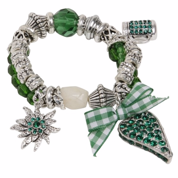 Trachten Wristband, Jewlery Charivari Tooth Edelweiß,Color:Green