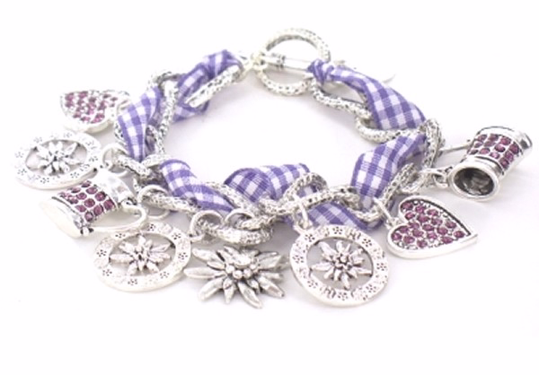 Trachten Wristband, Jewlery Charivari Edelweiß,Color:Purple