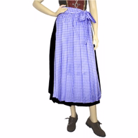 Bavarian women’s traditional long dirndl apron in blue check pattern. Made of soft cotton blend with elastic front band, perfect fit for Oktoberfest and festive wear. Handmade details add elegance and comfort for everyday or special occasions.