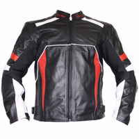 Men's motorcycle combi jacket in rot color front view, made of finest cowhide equipped with arms, shoulders, elbow, and back protectors it also features zipper & velcro closure. Including hidden Zips2 Front Pockets & 1 inside Pocket