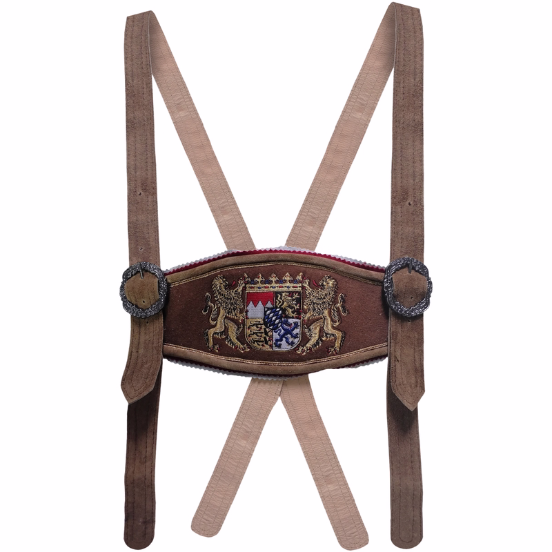 Leather Suspender With Bavarian Emblem
