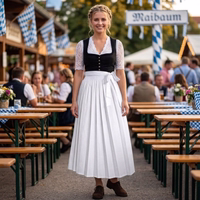 Life Style view of Ladies Long white Dirndl apron laid flat