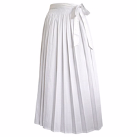 Front view of Ladies Long white Dirndl apron laid flat