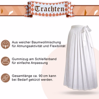 Close-up of white Dirndl apron waistband showing elastic detail in the bow tie