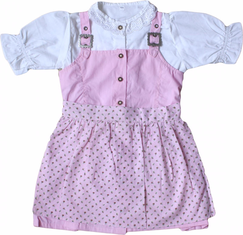 Three Pieces Girl Dirndl Trachten Dress Girly,Color:Pink/White