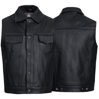 Leatherick Motorradweste SOA Style - Echtleder Bikerweste Mit 8 Taschen