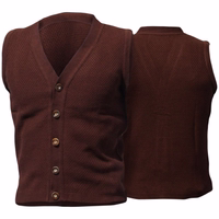 Herren Premium Trachtenweste Dunkelbraun – Hochwertige, gestrickte Wollweste in traditionellem Trachtenstil. Elegante und weiche Wollweste für einen klassischen Look im authentisch bayerischen Design. Vorder- und Rückansicht. Jetzt bestellen und Ihrem Klei
