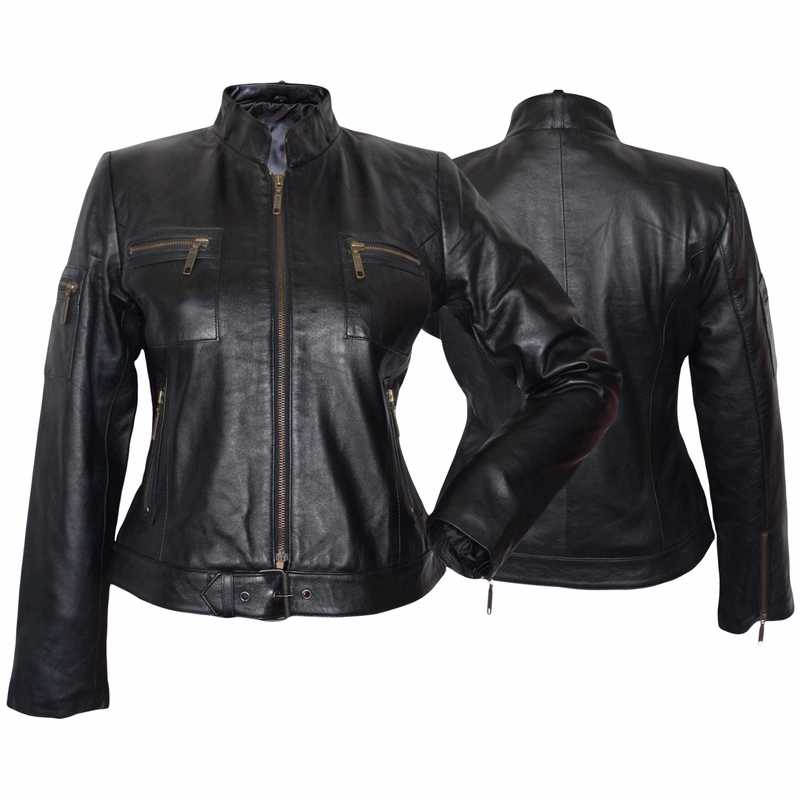 Ladies fashion lamb Nappa-leather jacket Black Front & rear view of a premium black lamb Nappa leather blazer jacket. Crafted for comfort &durability, it's perfect for everyday wear. Order now for free worldwide returns. Free next-business-day delivery