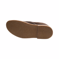 Men's dark brown suede leather shoes feature a secure lace closure for a comfortable fit. The design includes a round-toe cap and a sturdy block heel, ensuring style and stability. Ideal for any occasion, these shoes combine elegance with practicality.