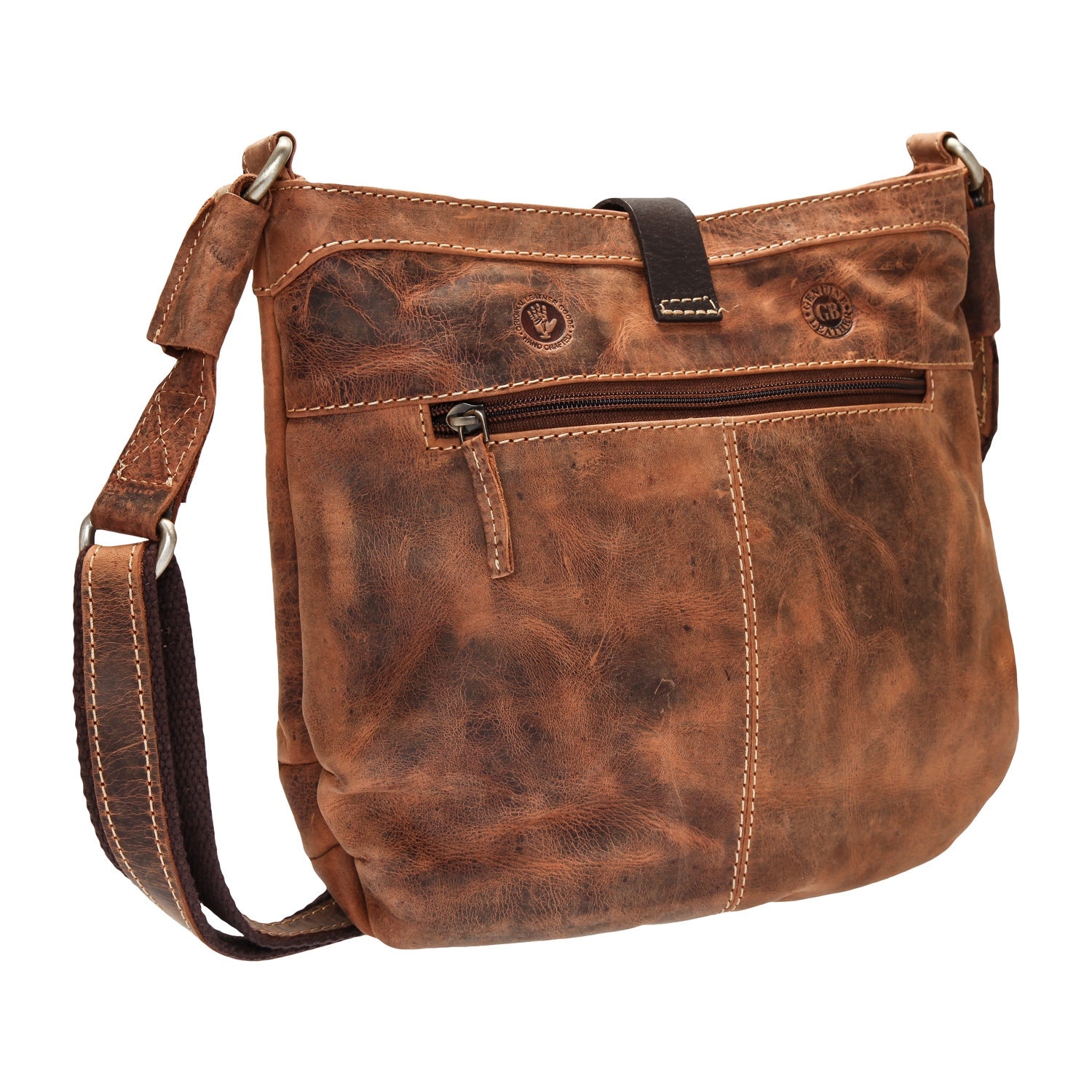 Greenburry Umhängetasche Mit Rucksack-Funktion Vintage-Look Leder In Antikbraun