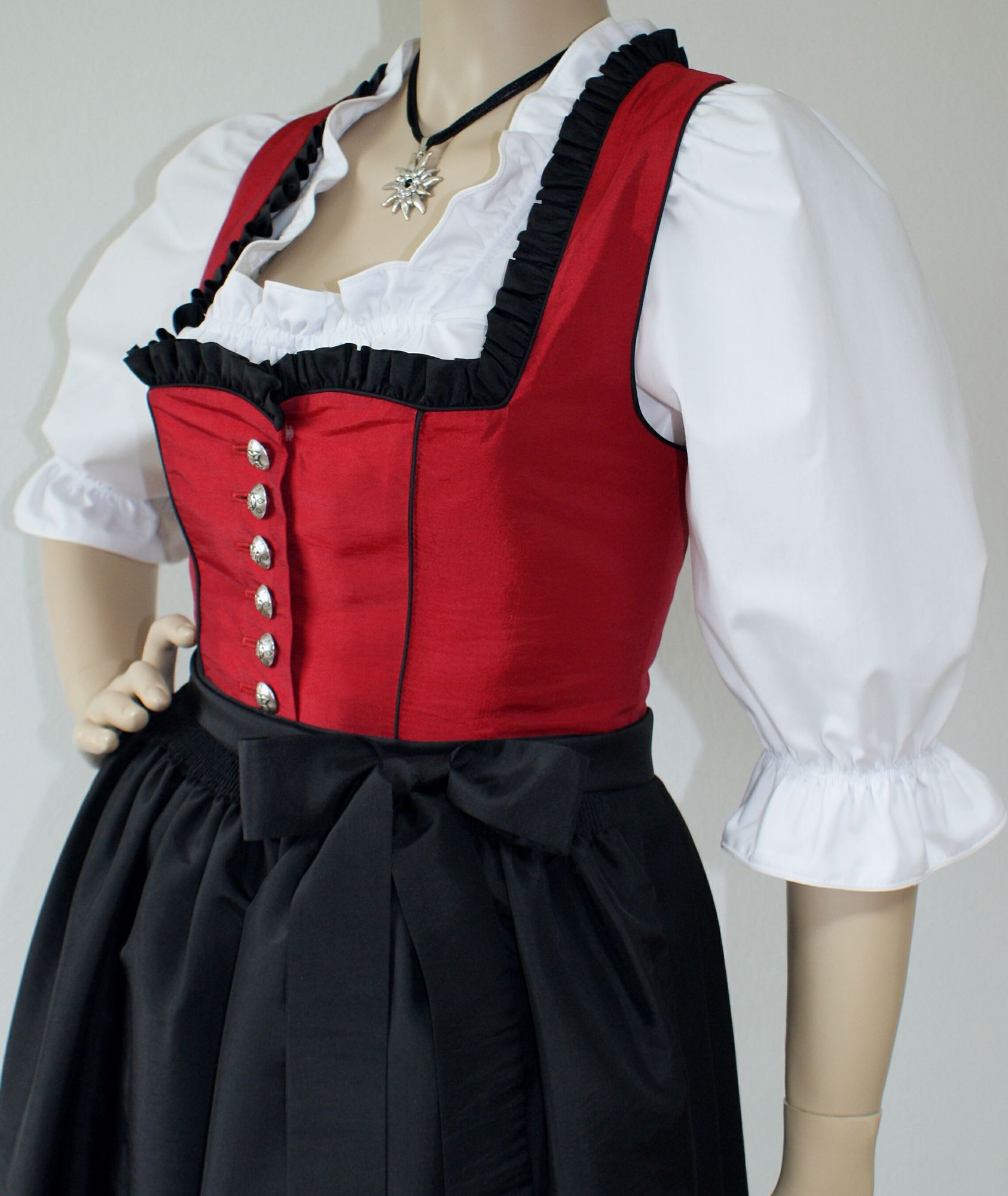 Fest Dirndl Festtracht Trachten Kleid Trachtenkleid Dirndlkleid Ballkleid Rot Damenbekleidung