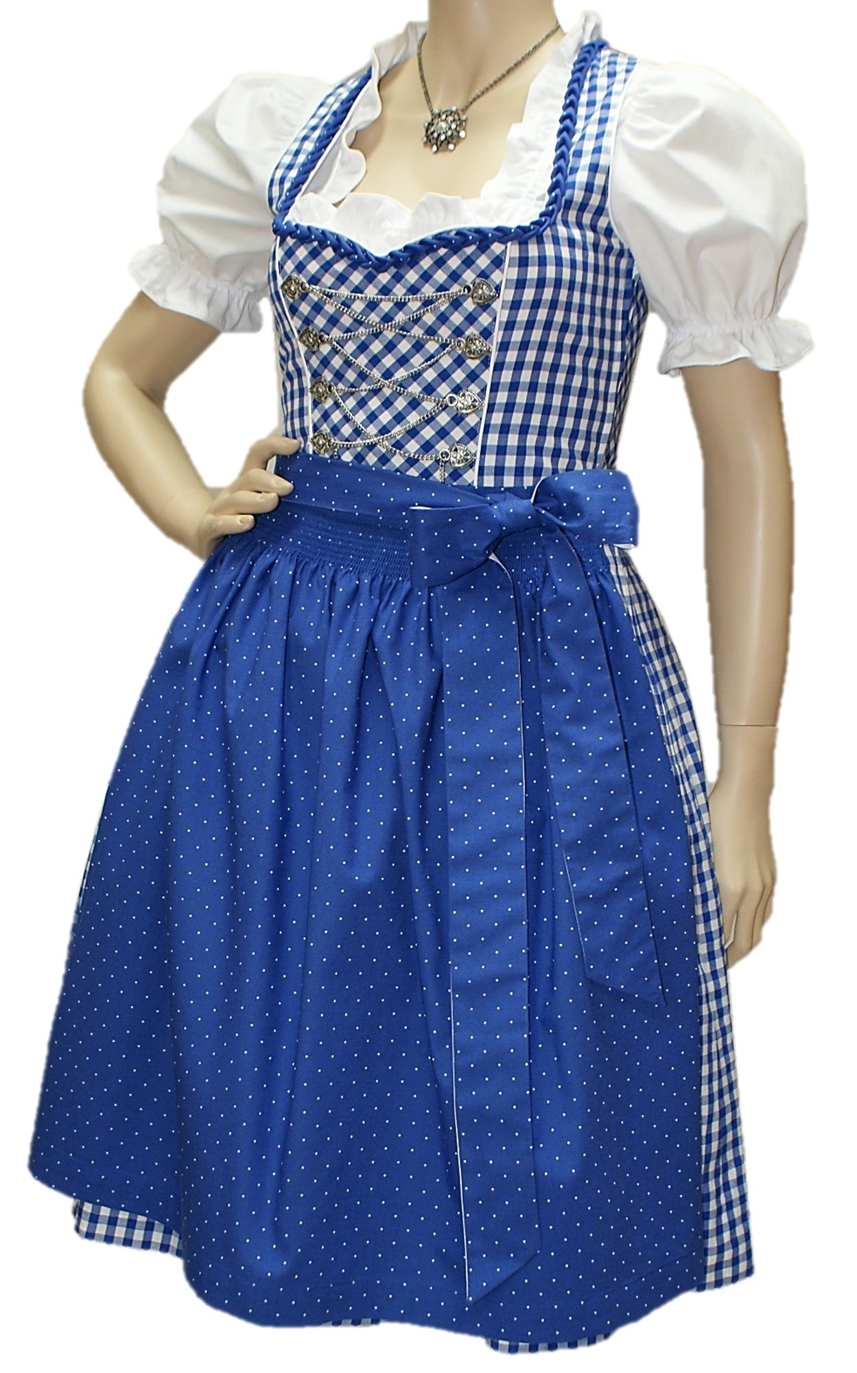 Trachtenkleid Dirndl popular in dunkelblau/weiß