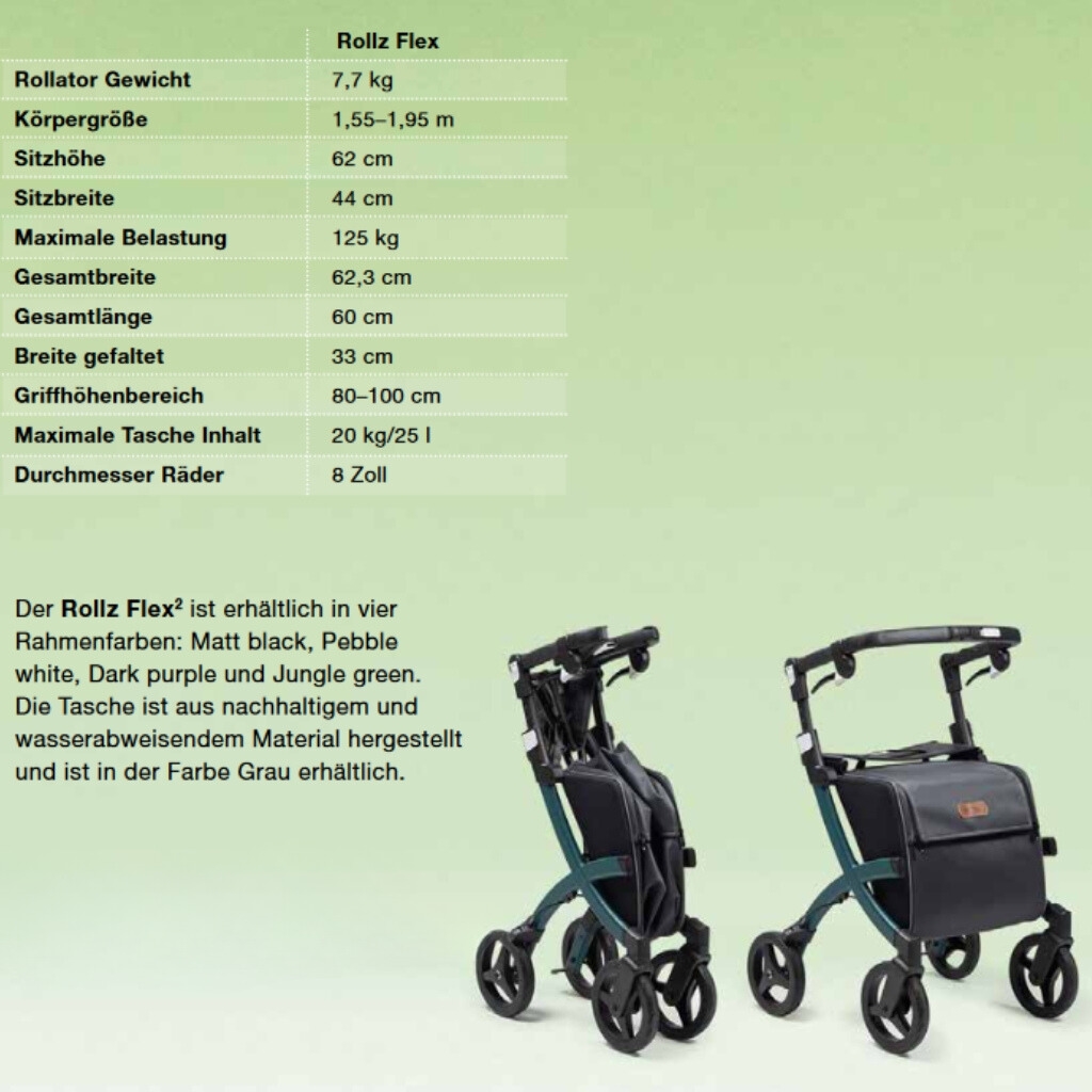 technische Daten Rollz Flex Rollator 