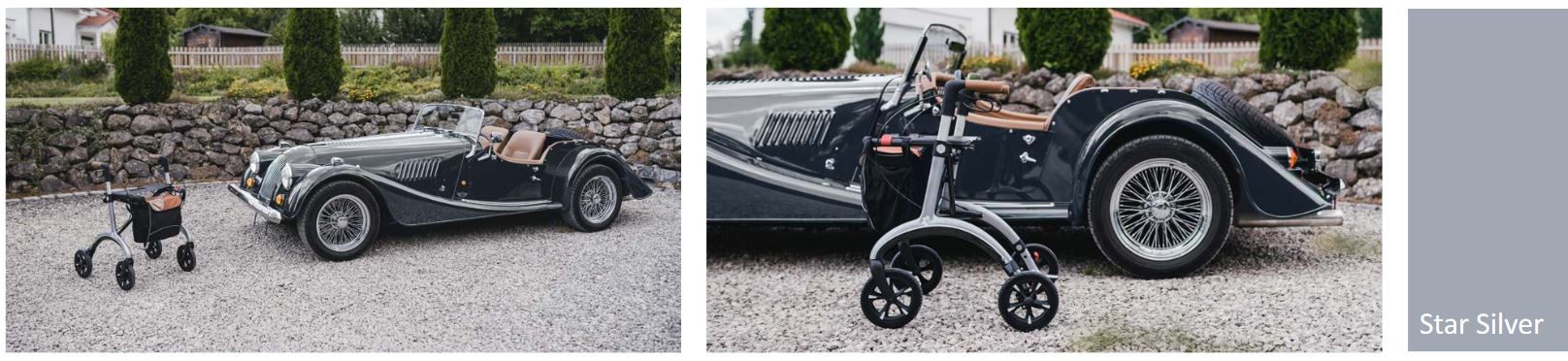 Saljol Carbon Rollator CR62, Star Silver, Super Leichtgewicht, Neues Design, Nur 5,8kg Gewicht, Belastbar Bis 150kg -Coloplast Verkaufsgeschäft SAL Carbon StarSilver