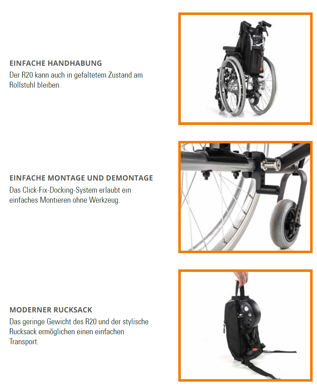 Vorteile der Sunrise Medical R20 Schiebehilfe mit Rollstuhl