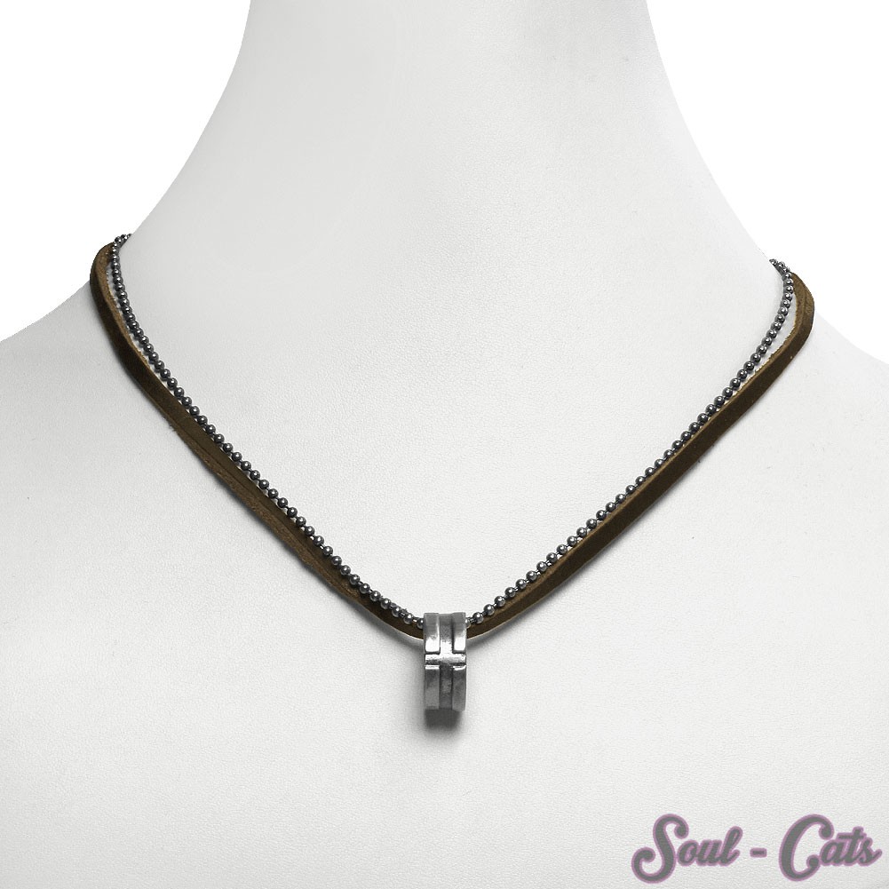 Soul-Cats Edelstahl Ring Mit Beweglicher Kette - Unisex Biker Band Punk Fingerring In Silber