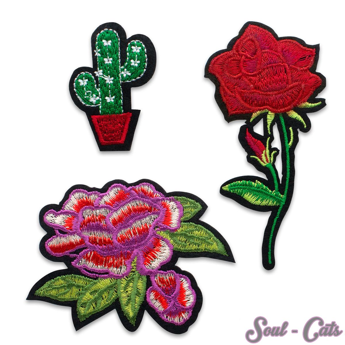 COMNICO 10 Stück Schwarze Rosen Patches - Aufbügeln & Aufnähen