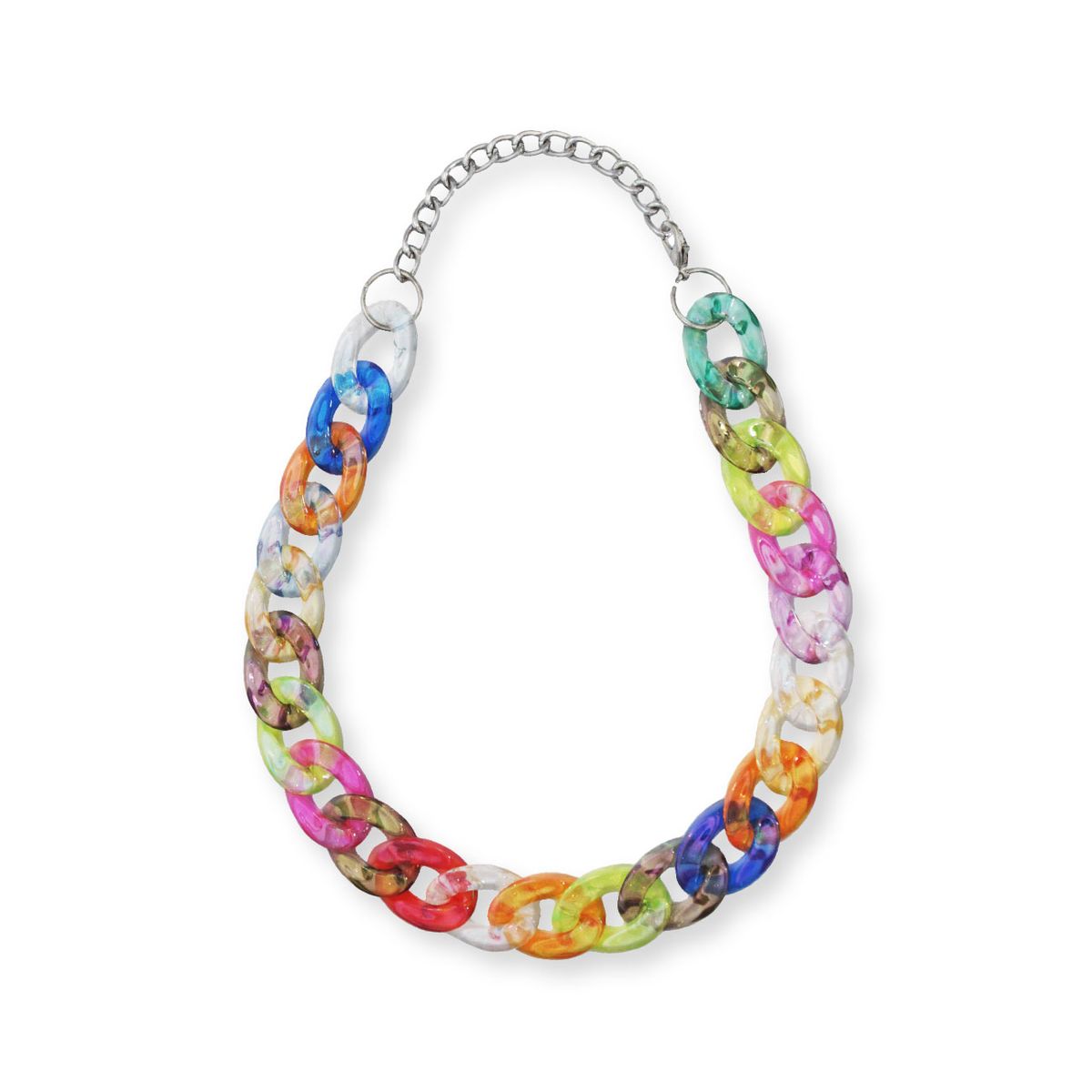 Statement Kette Halskette bunt riesig oversized Panzerkette Gliederkette Vintage - Picture 7 of 7