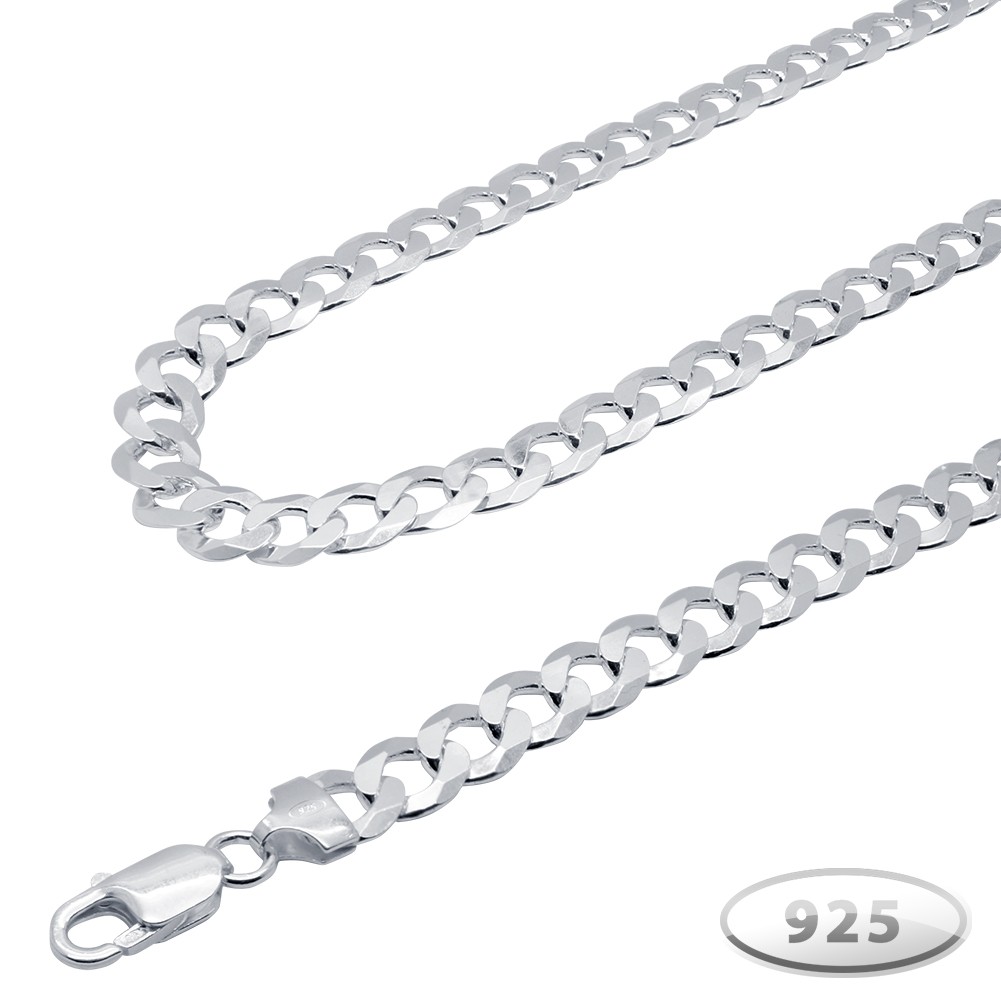 Pulsera De Plata De Ley 925 - Eslabones Pulidos, Cierre De Mosquetón, Con Caja De Regalo