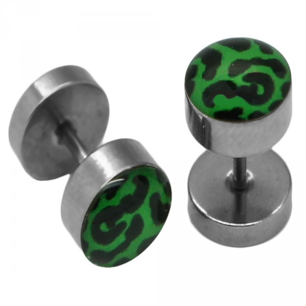 1 Paar Fake Plug Fakeplugs Ohrstecker Tunnel Leo Zebra - Bild 7 von 9