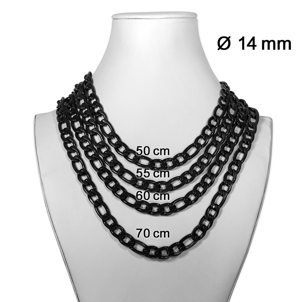 RWQIAN Figarokette Edelstahl - Silber Kette 46-66cm Für Herren & Damen
