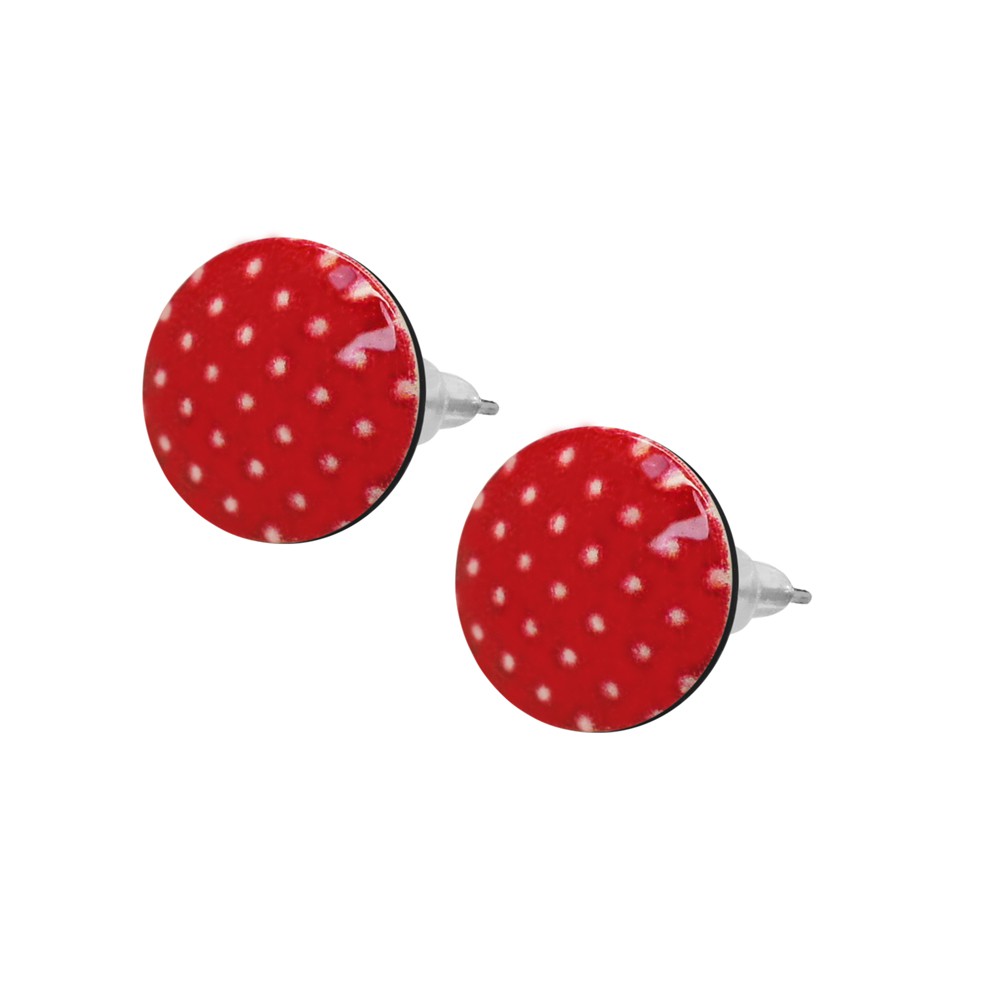 1 Paar Süße Ohrstecker Mit Punkten & Blumen – Rockabilly Style, Rot-weiß-schwarz, Aus Acryl