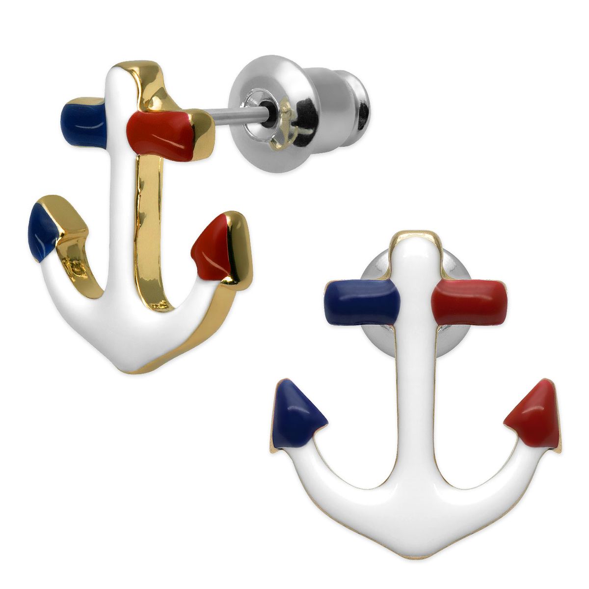 1 Paar Ohrringe Anker Ohrstecker maritim Rockabilly See Matrose silber Schiff