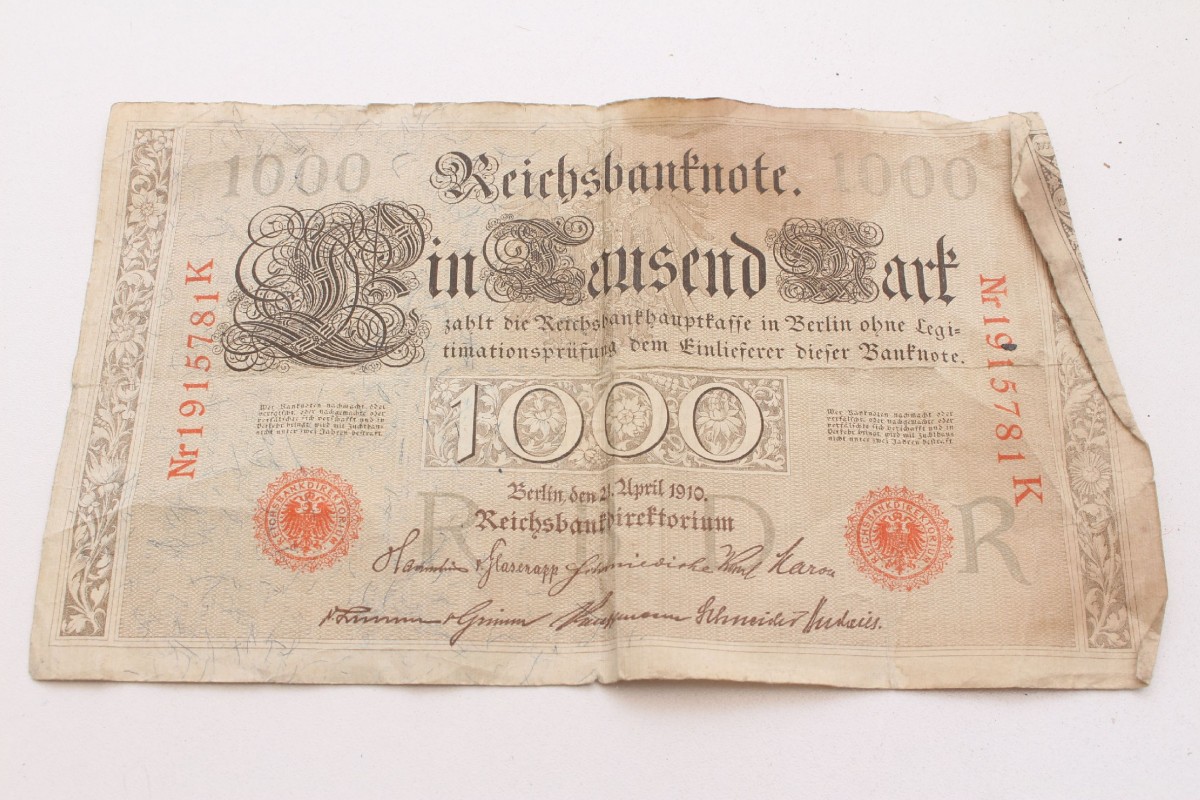 Reichsbanknote Banknote Geldschein Schein 100 1000 Reichsmark Berlin 1908 1910 eBay