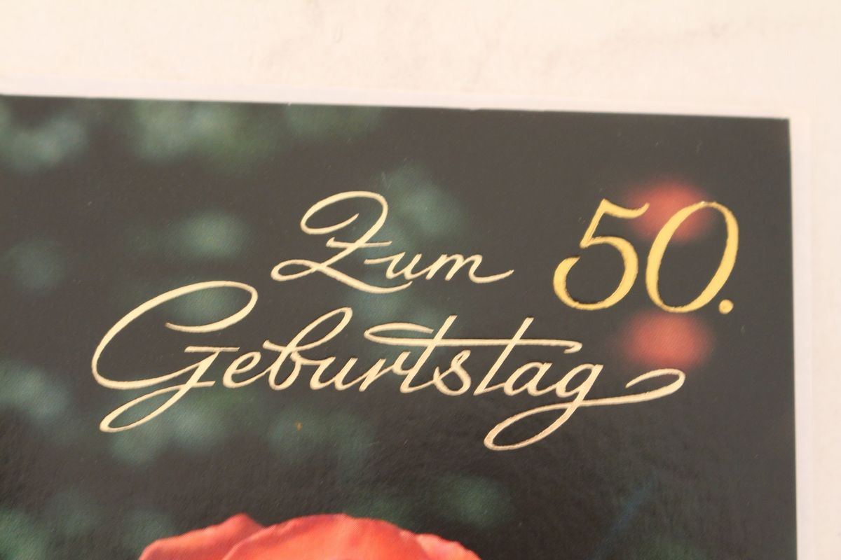 Gluckwunschkarte Grusskarte Geburtstagskarte 50 Geburtstag Gluckwunsche Rose Nos Vintage13