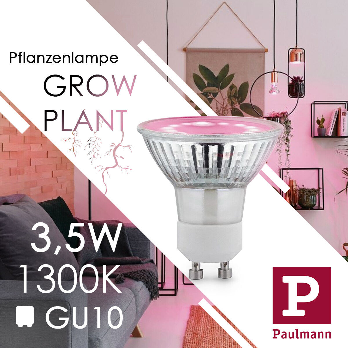6er Set LED 3,5W GU10 Paulmann Pflanzen Leuchtmittel GrowGreen  