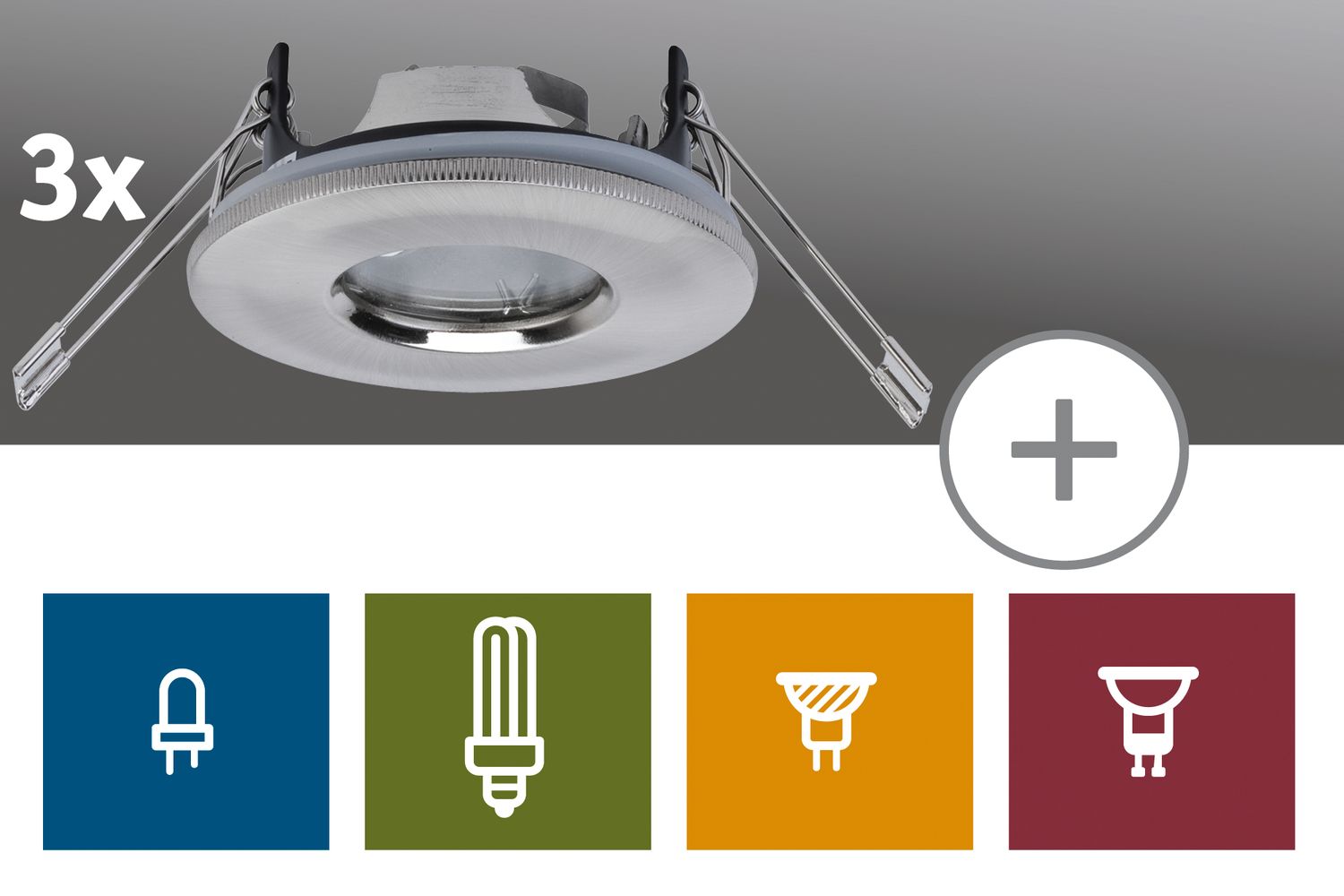 Paulmann 2easy Premium Einbauleuchten 3er Spot-Set starr IP65 51mm 