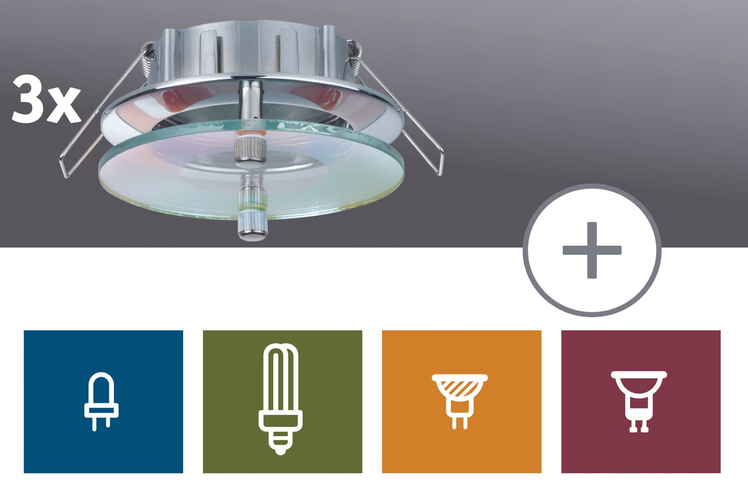 3er Spot-Set Paulmann 2Easy Premium Einbauleuchten Level starr  