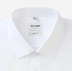 OLYMP Level Five body fit Herrenhemd Langarm - Comfort stretch weiß OLYMP Level Five body fit Herrenhemd Langarm - Comfort stretch weiß detail Kragen