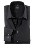 OLYMP Level Five Comfort Stretch Body Fit Hemd schwarz – einfarbiges Herrenhemd mit perfektem Sitz und elastischem Material